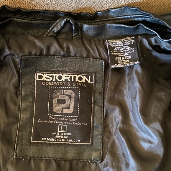 Distortion Faux Leather Jacket for Men Sz L (see photos 3 spots) - Picture 8 of 8